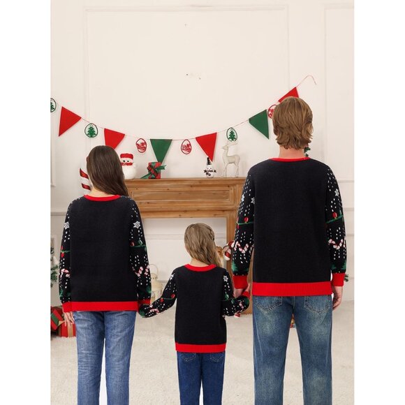 Family Christmas Sweaters Knit Polyester Large Sizes for Women Men Kids - Picture 4 of 6